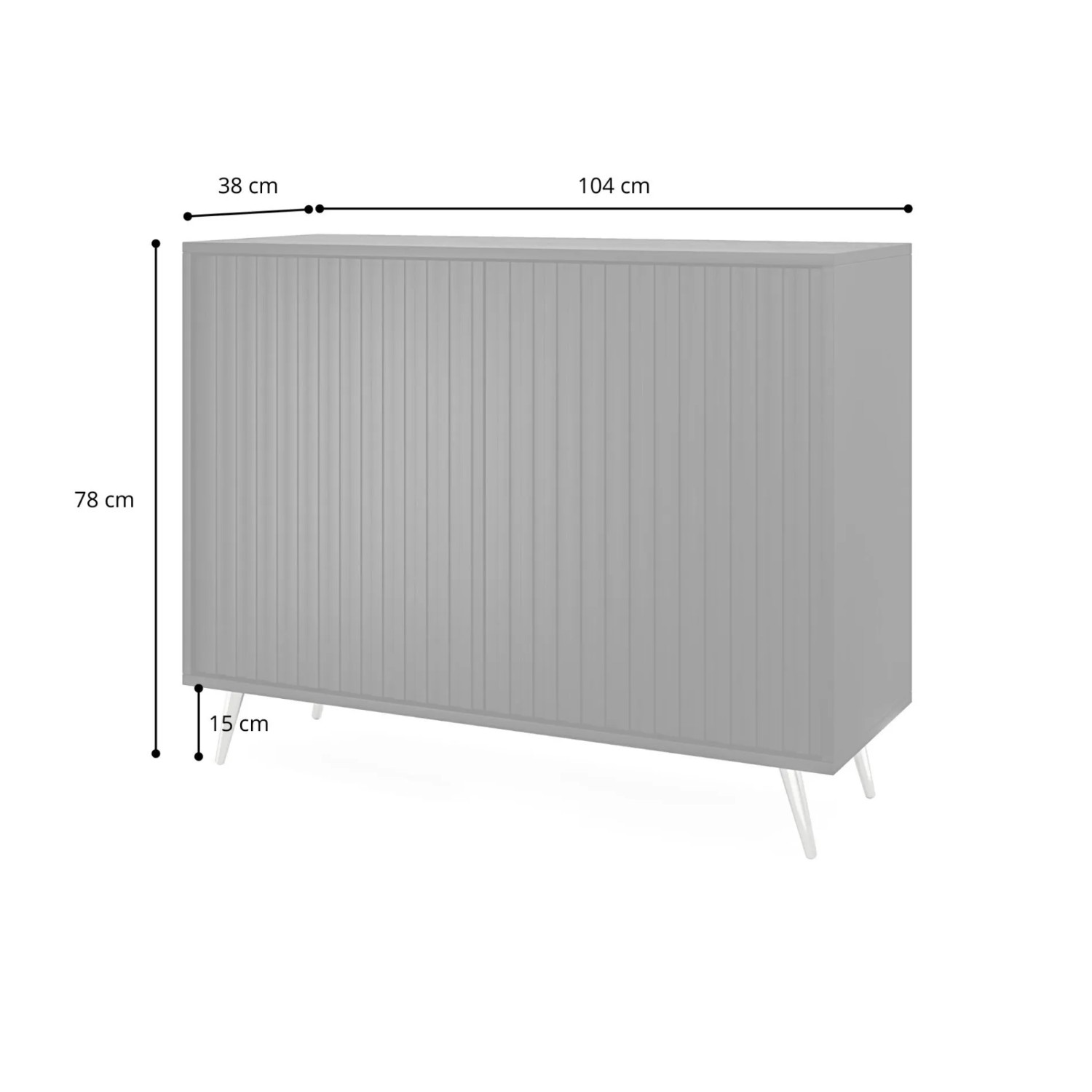 Selsey Selsey Sideboard Bello mit Lamellenfronten 104 cm Schwarz mit Goldenen Beinen_5