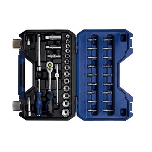 LUX Steckschlüsselsatz Comfort, 43-teilig, mit Knarre, Steckschlüsseln und Bits im Koffer.