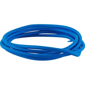 Blaues Textilkabel (Meterware) für Lampen im Retro-Look. 3-adrig, individuell zuschneidbar.