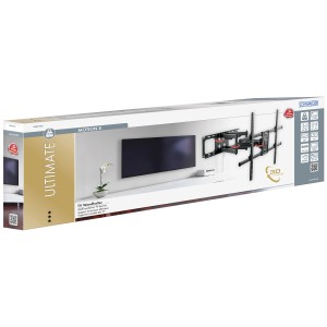 Verpackung des schwarzen Schwaiger TV-Wandhalters LWHD7075 für 513-90 Zoll TVs.