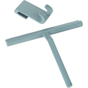 Türkiser Wenko Badezimmerwischer Mola mit Halterung für Dusche und Bad.