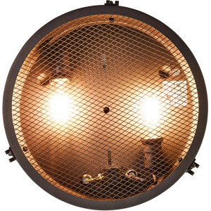 Schwarze Brilliant Deckenleuchte Zois Ø 34cm im Industrial Look mit Drahtgitter.