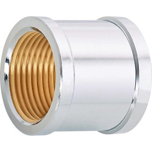 Messing Muffe, 24,1 mm (Rp 3/4) für Gewindefittings, glänzendes Metall mit Innengewinde.