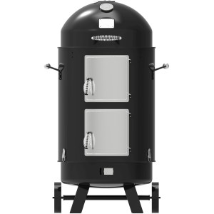 El Fuego Kombigrill Staunton Schwarz: Vertikaler Smoker mit zwei Türen und Thermometer.