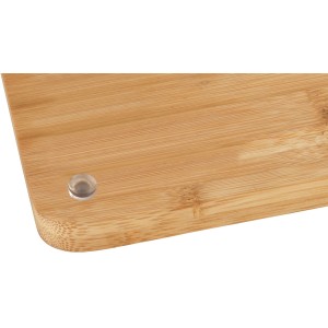 Detailansicht der Wenko Herdabdeckplatte aus Bambus mit rutschfestem Fuß.