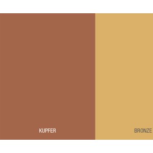 Farbmuster: Bondex Kreidefarbe Metallic-Spray, Bronze und Kupfer