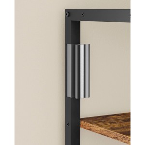 Detailaufnahme: Songmics Standregal Barnet, braun-schwarz, mit Metallelement.