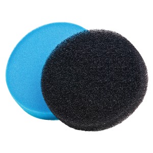 Heissner Ersatzfilterschwämme für Druckfilter, 22 cm Ø, blau und schwarz.