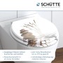 Schütte WC-Sitz Balance mit Holzkern und Absenkautomatik, Dekor Steine und Gräser auf weißem Grund.