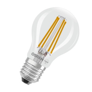 Osram LED-Lampe E27 in Glühlampenform A40, 2.2W, 2700K. Klare LED Lampe mit Filament.