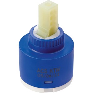 Keramikkartusche Ø 40 mm für Niederdruck Küchenarmatur, blaues Gehäuse.