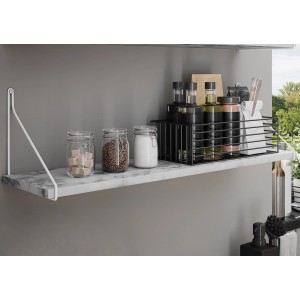 Wandregal mit weißer Konsole Wire, 21,6x21 cm, mit Deko-Elementen. Regale & Regalböden für Küche, Flur und Wohnbereich.