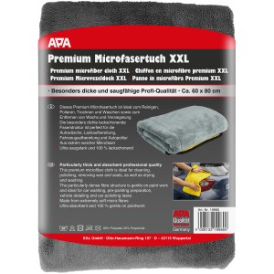 Graues APA Premium Microfasertuch XXL (60x80cm) für Autopflege. Saugfähig und lackschonend.