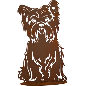 Rostbrauner Deko-Hund Bello aus Metall, 52 cm hoch, für die Gartendekoration.