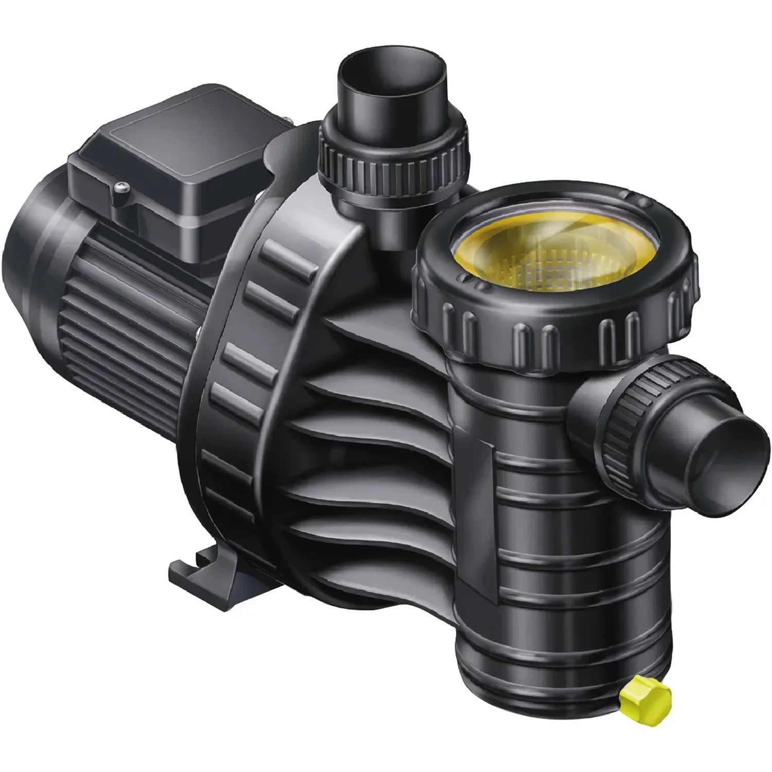 Schwarze Schwimmbadpumpe für Chemoform Stahlwandpool Set, Detailansicht.