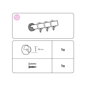 Gardinia Holz-Wandlager Country Buche Ø 25mm für Stilgarnituren, Montage und Zubehör.