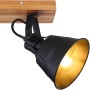 Globo Spot Günther 2er, braun-schwarz, Vintage-Deckenleuchte mit Holz und goldenem Lampenschirm.