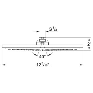 Technische Zeichnung: Grohe Rainshower Cosmopolitan 310 Kopfbrause mit Maßen.