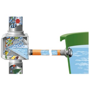 Garantia Fallrohrfilter Regendieb Grau mit Verbindung zu Regentonne, Zubehör für Wasserzapfstellen.