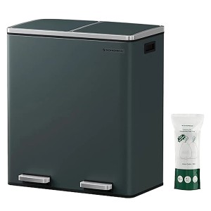 Songmics Mülleimer Pary 2 Fächer x 30 l Grau
