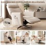 Cremeweißer HOMCOM Relaxsessel mit Cordstoff, elektrischer Doppelmotor-Verstellung, ausziehbarer Fußstütze und 360°-Drehfunktion.