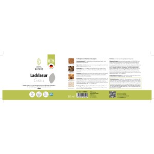 Ultra Nature Lacklasur Grau, 375ml Dose. Holzlasur für Innen, vegan, kratzfest und wasserabweisend.