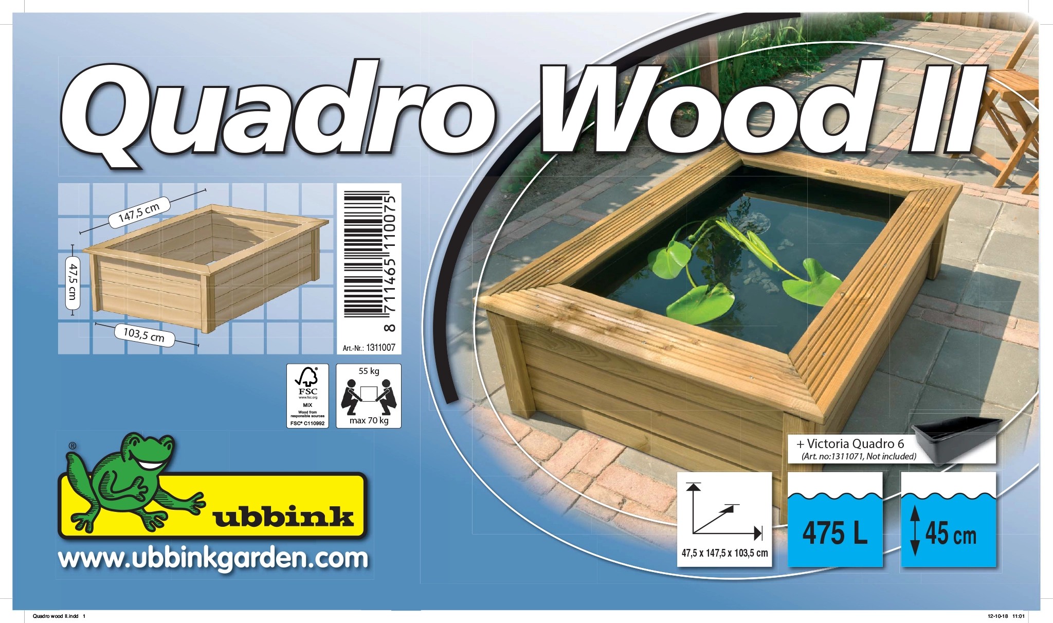 Ubbink TeichHolzumrandung Quadro Wood II Natur für Victoria Quadro 6