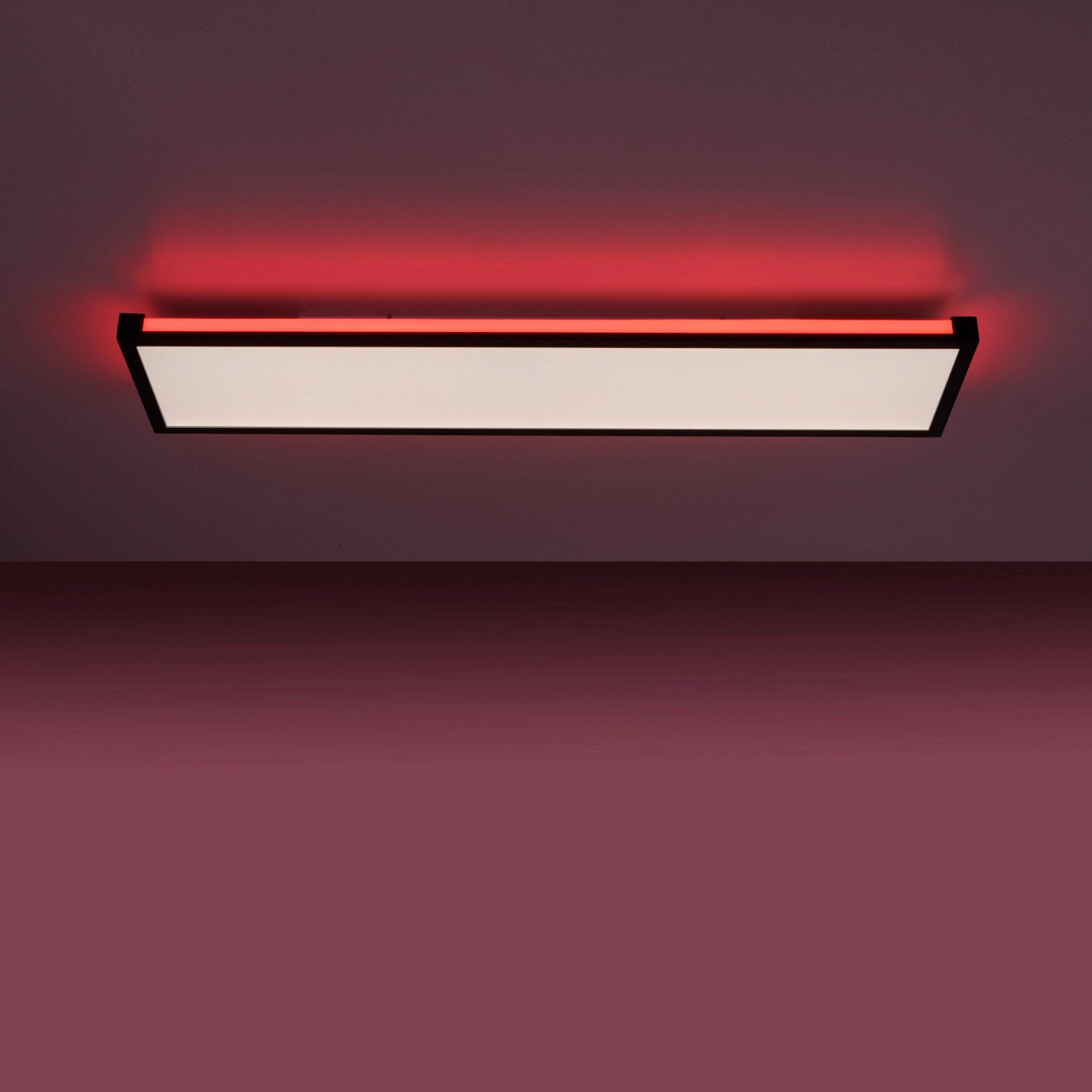 LED-Deckenleuchte Mario Schwarz, 100x25cm, mit RGB-Beleuchtung.