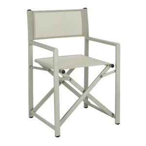 Klappbarer Regiestuhl Taylor in Beige für Garten und Balkon.