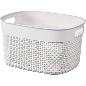 Weißer Curver Filo S Recycling-Korb, 6L, aus Recyclingmaterial, perforierte Optik, für Aufbewahrung.