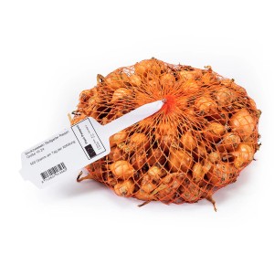 Netz mit Steckzwiebeln 'Stuttgarter Riesen', 500g, ideal zum Pflanzen im Garten.