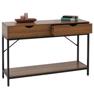 MCW Konsolentisch O76 im Industrial Design mit zwei Schubladen und Ablage, 76x109x30cm, Braun