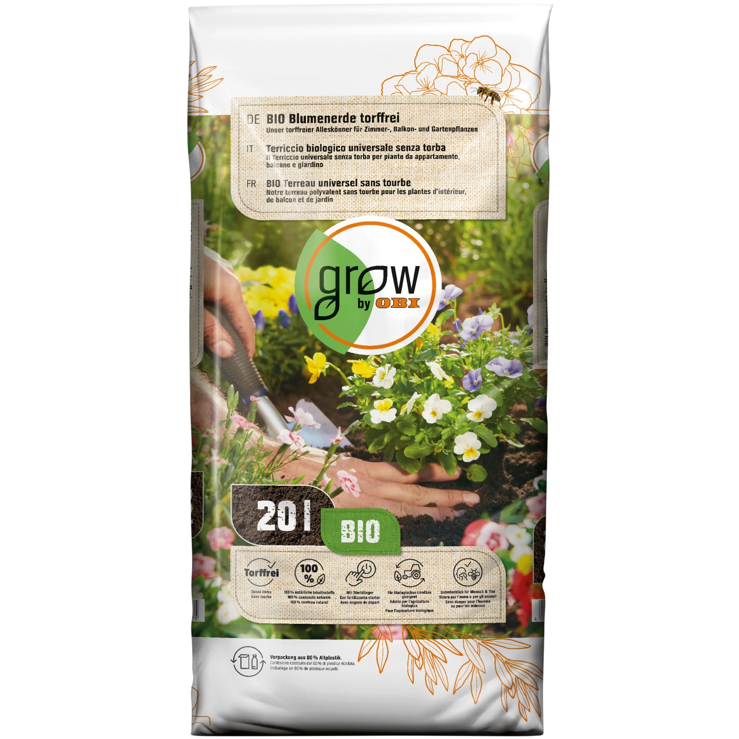 GROW by OBI BIO Blumenerde torffrei, 20l kaufen bei OBI