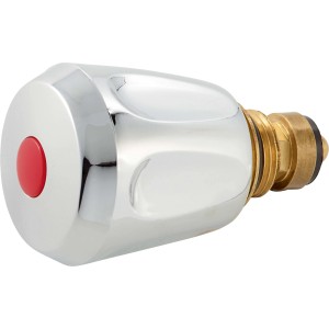 OBI ABS-Oberteil für Heißwassergeräte, 16,7 mm (G 3/8), Chrom-Optik mit rotem Knopf.