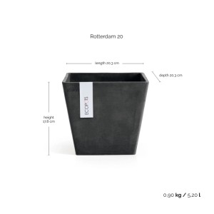 Ecopots Pflanztopf Rotterdam Dunkelgrau 20 cm