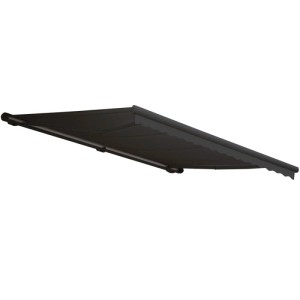 Anthrazitfarbene MCW Kassettenmarkise 5x3m mit Volant für Terrasse & Balkon.