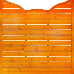 Zaunelement Calais LP Bogen, 180x180 cm, Pinie, Holzzaun mit geschwungener Oberkante.
