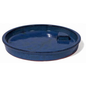 Blaue Kirschke Vogeltränke Edo, Ø 30 cm, aus Steingut für den Garten.