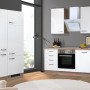 Moderne Flex-Well Küchenzeile Valero, 360 cm, in Hochglanz Weiß und Holzoptik. Inklusive E-Geräte.