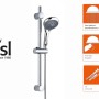 Eisl WELLY Stangenbrauseset Chrom: Brausestange mit Handbrause und 5 Strahlarten, Antikalk-Noppen.