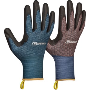Gebol Gartenhandschuhe Viola, 2er-Set, Größe 7, blau und rot, für präzise Gartenarbeit.