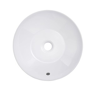 Rundes, weißes Schöner Wohnen Aufsatzwaschbecken Beco, 38 cm Durchmesser, aus Keramik.