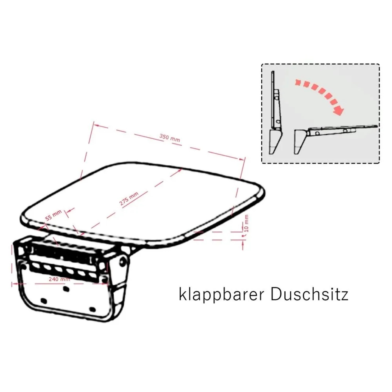 Glasdeals Klappbarer Duschsitz Schwarz 1778_4