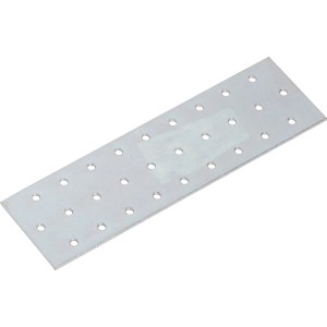 Rechteckiger, verzinkter Flachverbinder 200x60 mm mit Löchern zur Befestigung von Holzverbindungen.