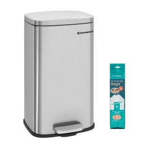 Songmics Mülleimer Plushic mit Fußpedal 30 l Silber