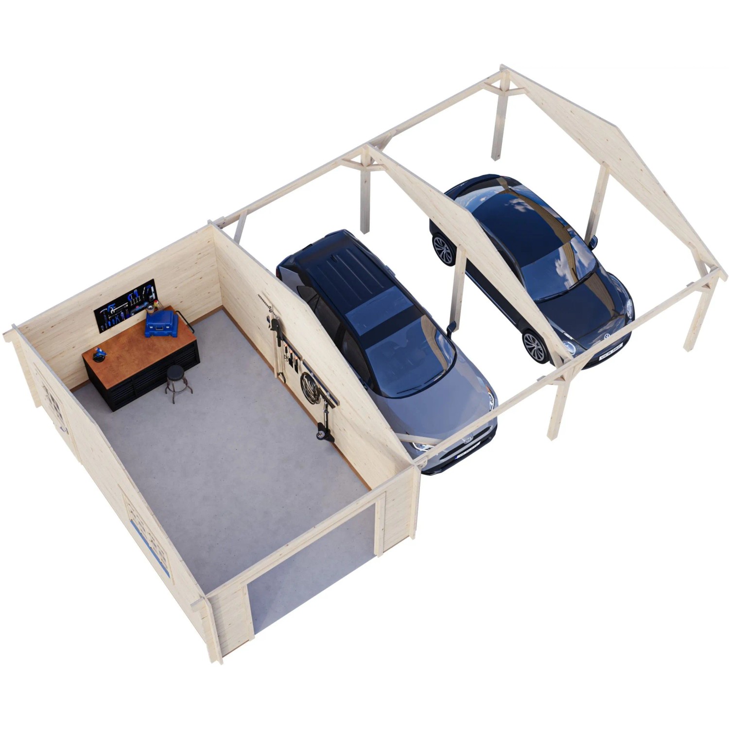 Palmako Garage Roger ohne Tor 956 x 550 cm Lackiert Weiß FSC®_4