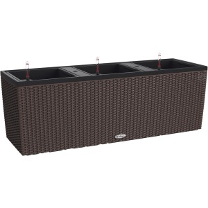 Lechuza Pflanzkübel Trio Cottage, 100 cm, Mokka, mit drei Pflanzeinsätzen und Bewässerungssystem.