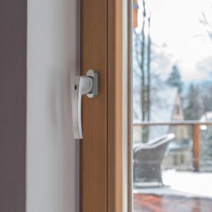 Abschließbarer Basi Fenstergriff FG 503, 12er Set, silberfarben, mit Schlüssel.