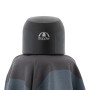 Detailaufnahme: Doppler Marktschirm MyZone blau-grau, Oberteil mit Logo.