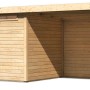 Karibu Holz-Gartenhaus Kumla 7 mit Pultdach, unbehandelt, mit Anbau. 360x240cm.